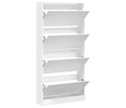 Jalanõudekapp, 4 Klappuksega, Valge, 80 X 21 X 163,5 Cm