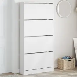 Apavu Skapītis Ar 4 Atvilktnēm, Balts, 80X21X163,5 Cm Vidaxl