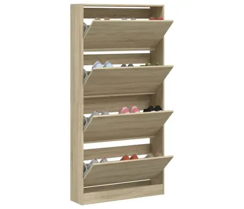 Apavu Skapītis Ar 4 Atvilktnēm, Koka Krāsa, 80X21X163,5 Cm Vidaxl