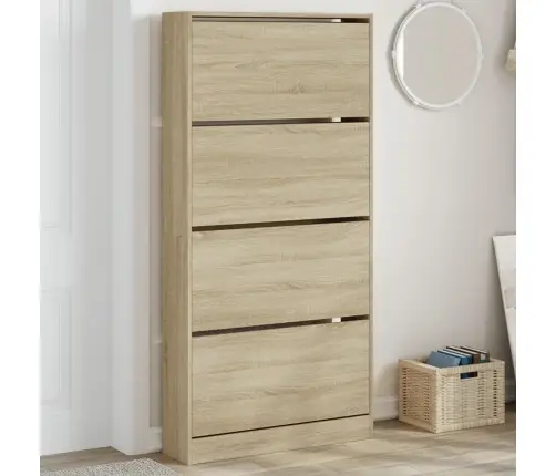 Apavu Skapītis Ar 4 Atvilktnēm, Koka Krāsa, 80X21X163,5 Cm Vidaxl