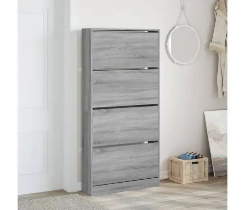 Apavu Skapītis Ar 4 Atvilktnēm, Pelēka Ozola, 80X21X163,5 Cm Vidaxl