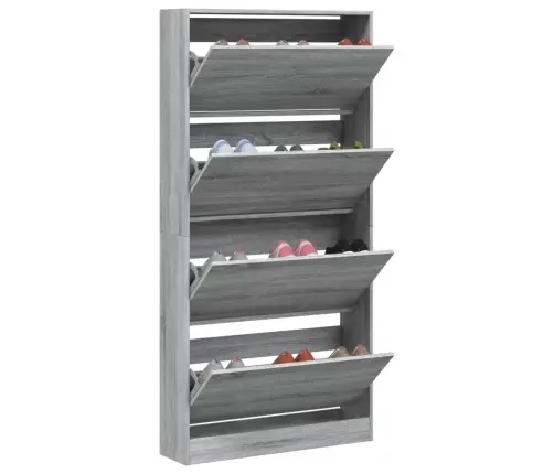 Apavu Skapītis Ar 4 Atvilktnēm, Pelēka Ozola, 80X21X163,5 Cm Vidaxl