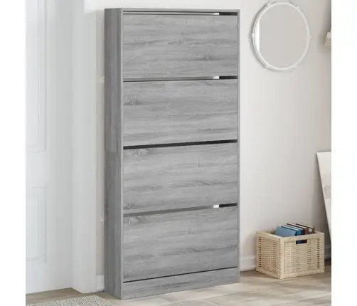 Apavu Skapītis Ar 4 Atvilktnēm, Pelēka Ozola, 80X21X163,5 Cm Vidaxl