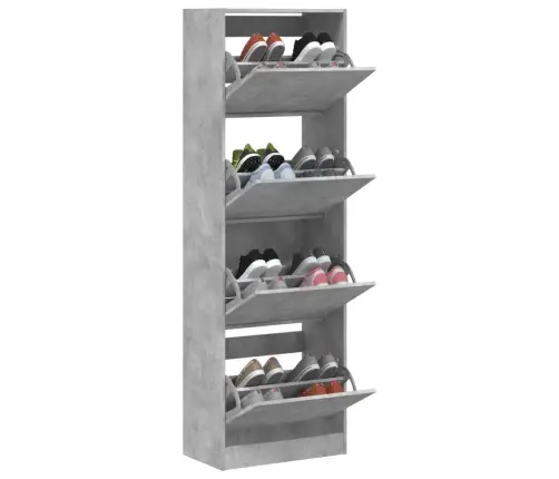 Apavu Skapītis Ar 4 Atvilktnēm, Betona Pelēks, 60X34X187,5 Cm Vidaxl