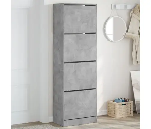 Apavu Skapītis Ar 4 Atvilktnēm, Betona Pelēks, 60X34X187,5 Cm Vidaxl