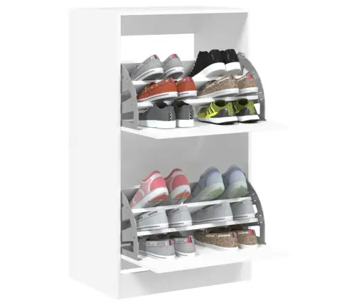 Jalanõudekapp, 2 Klappuksega, Valge, 60 X 42 X 108 Cm