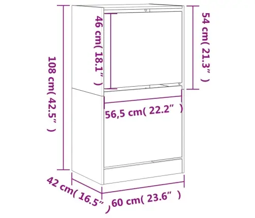 Jalanõudekapp, 2 Klappuksega, Valge, 60 X 42 X 108 Cm