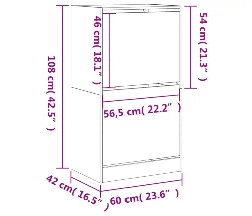 Apavu Skapītis Ar 2 Atvilktnēm, Koka Krāsa, 60X42X108 Cm Vidaxl
