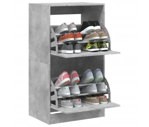 Jalanõudekapp, 2 Klappuksega, Betoonhall, 60 X 42 X 108 Cm