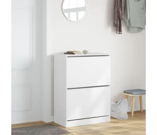 Apavu Skapītis Ar 2 Atvilktnēm, Balts, 80X42X108 Cm Vidaxl