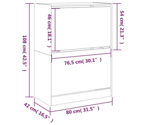Apavu Skapītis Ar 2 Atvilktnēm, Koka Krāsa, 80X42X108 Cm Vidaxl