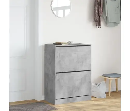 Jalanõudekapp, 2 Klappuksega, Betoonhall, 80 X 42 X 108 Cm