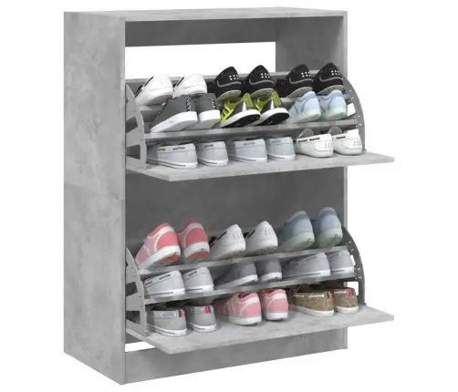 Jalanõudekapp, 2 Klappuksega, Betoonhall, 80 X 42 X 108 Cm