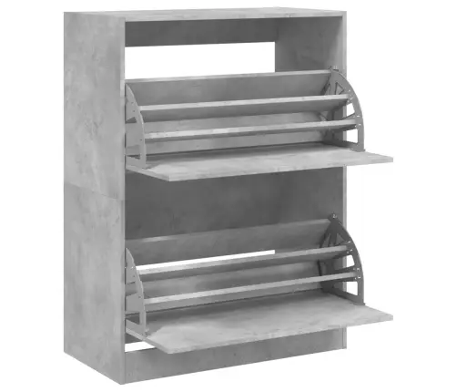 Jalanõudekapp, 2 Klappuksega, Betoonhall, 80 X 42 X 108 Cm