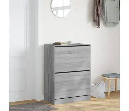 Apavu Skapītis Ar 2 Atvilktnēm, Pelēka Ozola, 80X42X108 Cm Vidaxl