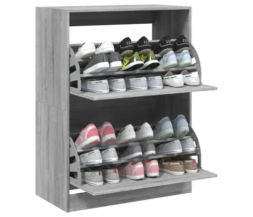 Apavu Skapītis Ar 2 Atvilktnēm, Pelēka Ozola, 80X42X108 Cm Vidaxl