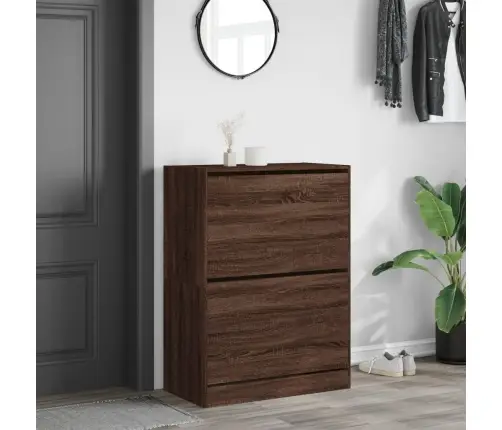 Apavu Skapītis Ar 2 Atvilktnēm, Brūna Ozolkoka, 80X42X108 Cm Vidaxl