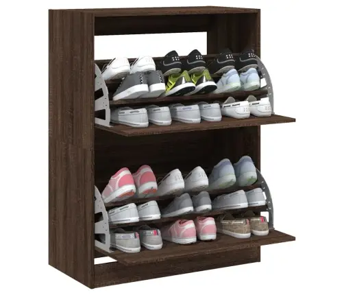 Apavu Skapītis Ar 2 Atvilktnēm, Brūna Ozolkoka, 80X42X108 Cm Vidaxl