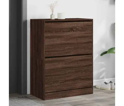 Apavu Skapītis Ar 2 Atvilktnēm, Brūna Ozolkoka, 80X42X108 Cm Vidaxl