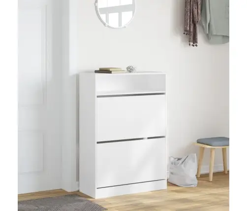 Apavu Skapītis Ar 2 Atvilktnēm, Balts, 80X34X116 Cm Vidaxl