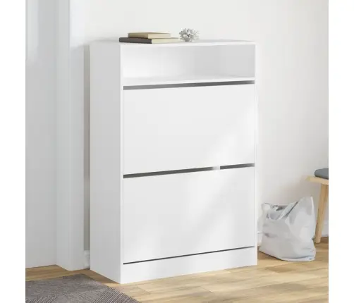 Apavu Skapītis Ar 2 Atvilktnēm, Balts, 80X34X116 Cm Vidaxl