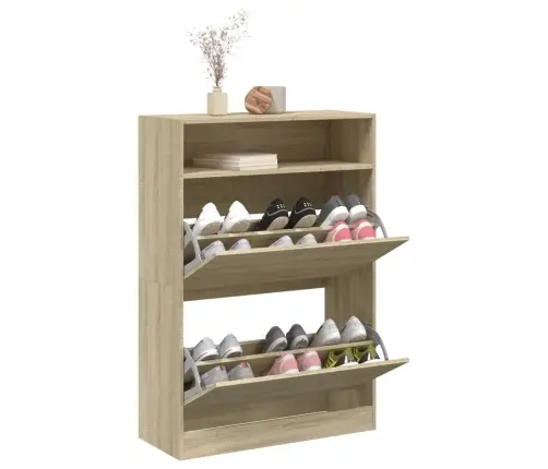 Batų Spintelė Su 2 Atverčiamais Stalčiais, Ąžuolo, 80X34X116Cm