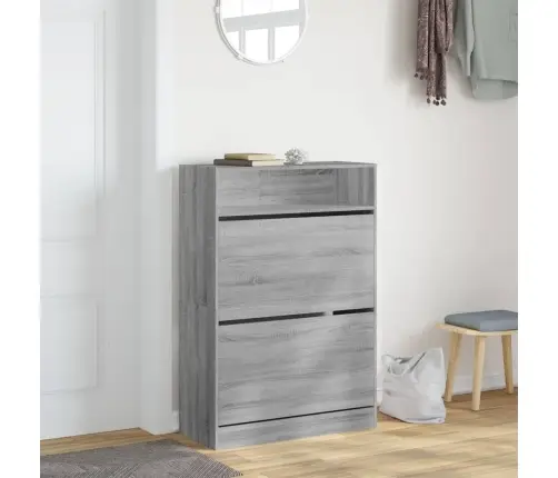 Apavu Skapītis Ar 2 Atvilktnēm, Pelēka Ozola, 80X34X116 Cm Vidaxl