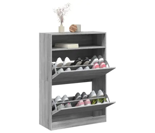 Apavu Skapītis Ar 2 Atvilktnēm, Pelēka Ozola, 80X34X116 Cm Vidaxl