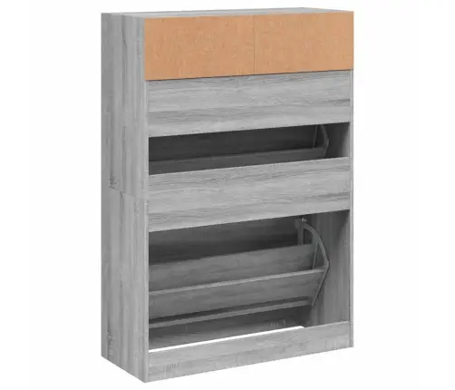 Apavu Skapītis Ar 2 Atvilktnēm, Pelēka Ozola, 80X34X116 Cm Vidaxl