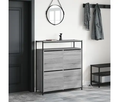 Apavu Skapītis Ar 4 Atvilktnēm, Pelēka Ozola, 100X34X112 Cm Vidaxl