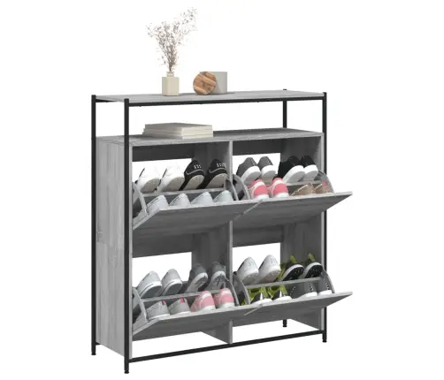 Apavu Skapītis Ar 4 Atvilktnēm, Pelēka Ozola, 100X34X112 Cm Vidaxl