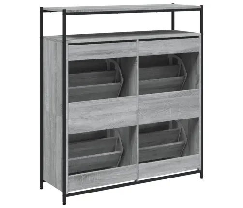 Apavu Skapītis Ar 4 Atvilktnēm, Pelēka Ozola, 100X34X112 Cm Vidaxl