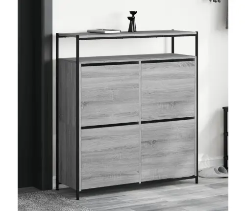 Apavu Skapītis Ar 4 Atvilktnēm, Pelēka Ozola, 100X34X112 Cm Vidaxl