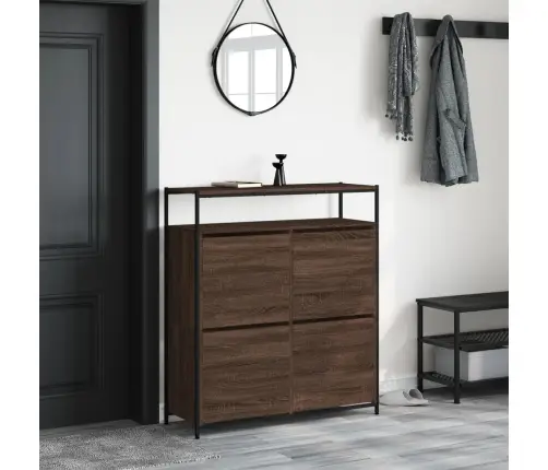 Apavu Skapītis Ar 4 Atvilktnēm, Brūna Ozolkoka, 100X34X112 Cm Vidaxl