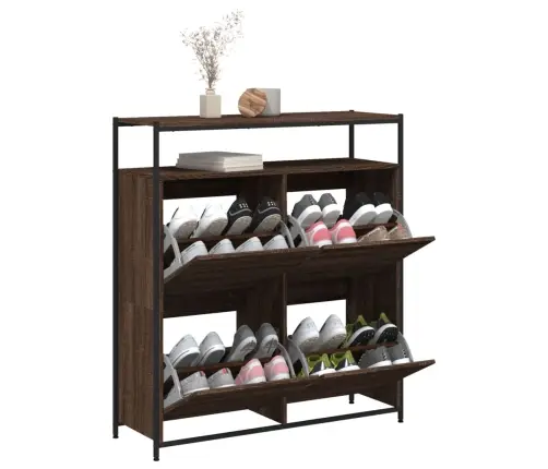 Apavu Skapītis Ar 4 Atvilktnēm, Brūna Ozolkoka, 100X34X112 Cm Vidaxl