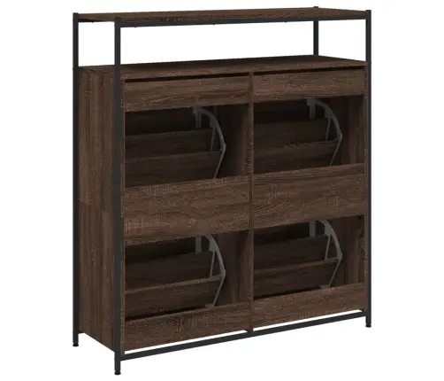 Apavu Skapītis Ar 4 Atvilktnēm, Brūna Ozolkoka, 100X34X112 Cm Vidaxl