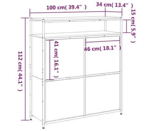 Apavu Skapītis Ar 4 Atvilktnēm, Brūna Ozolkoka, 100X34X112 Cm Vidaxl