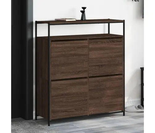 Apavu Skapītis Ar 4 Atvilktnēm, Brūna Ozolkoka, 100X34X112 Cm Vidaxl