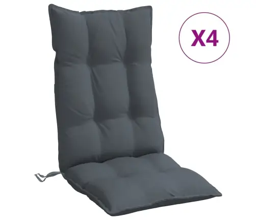 Kõrge Seljatoega Toolipadjad 4 Tk, Antratsiithall, Kangas