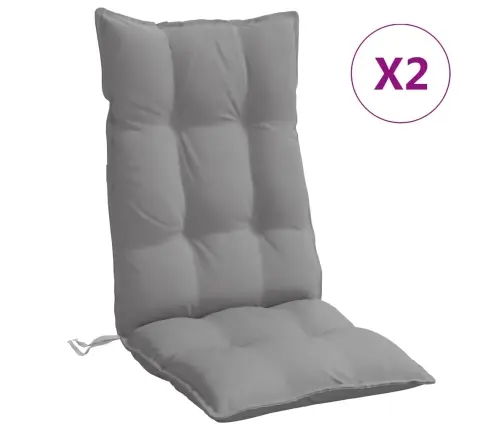 Kõrge Seljatoega Toolipadjad 2 Tk, Hall, Oxford Kangas