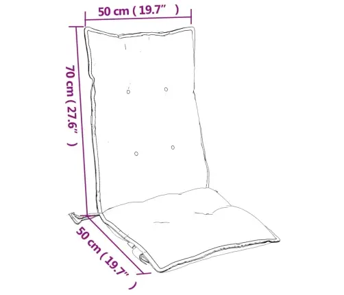 Kõrge Seljatoega Toolipadjad 6 Tk, Hall, Oxford Kangas