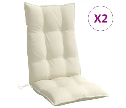 Kõrge Seljatoega Toolipadjad 2 Tk, Kreemjas, Oxford Kangas