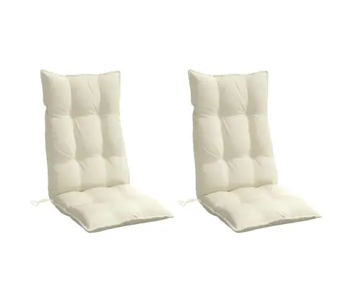 Kõrge Seljatoega Toolipadjad 2 Tk, Kreemjas, Oxford Kangas