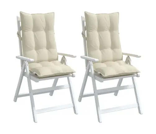 Kõrge Seljatoega Toolipadjad 2 Tk, Kreemjas, Oxford Kangas