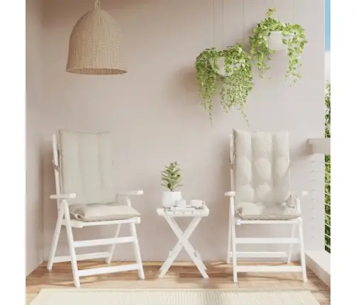 Kõrge Seljatoega Toolipadjad 2 Tk, Kreemjas, Oxford Kangas