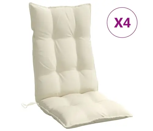 Kõrge Seljatoega Toolipadjad 4 Tk, Kreemjas, Oxford Kangas