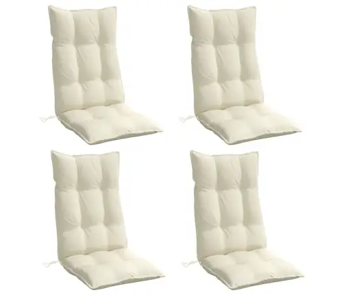 Kõrge Seljatoega Toolipadjad 4 Tk, Kreemjas, Oxford Kangas