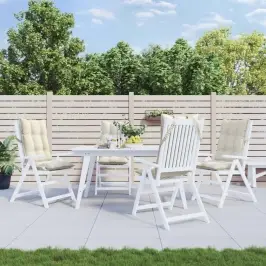 Kõrge Seljatoega Toolipadjad 4 Tk, Kreemjas, Oxford Kangas