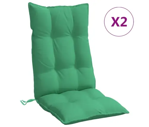 Kõrge Seljatoega Toolipadjad 2 Tk, Roheline, Oxford Kangas