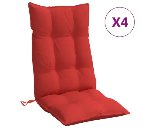 Kėdės Pagalvėlės, 4Vnt., Raudonos Spalvos, Oksfordo Audinys